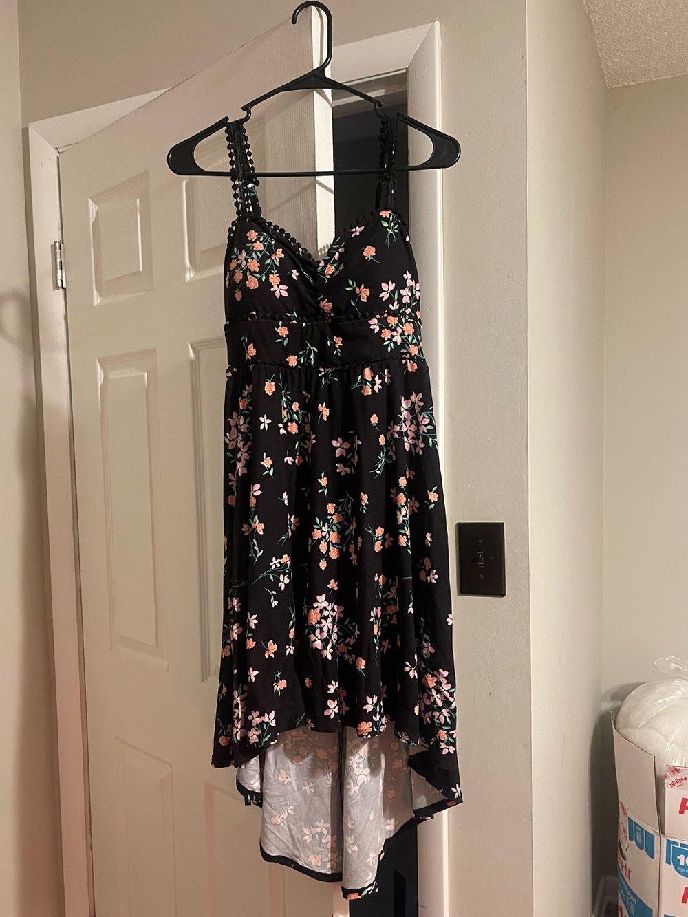 No Boundaries Black Floral Sundress with Pink & Peach Accents